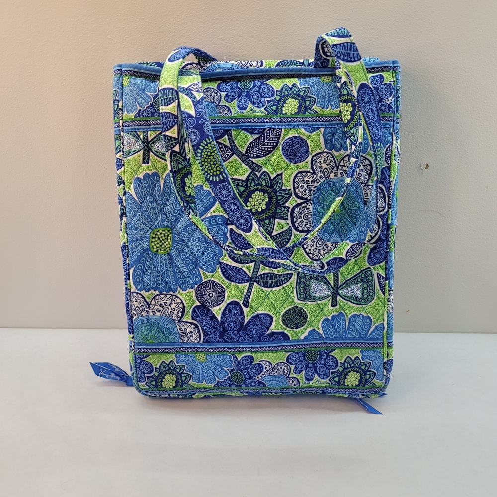 Vera Bradley Tote Bag Laptop School Bag -Doodle Daisy Retired Blue Green